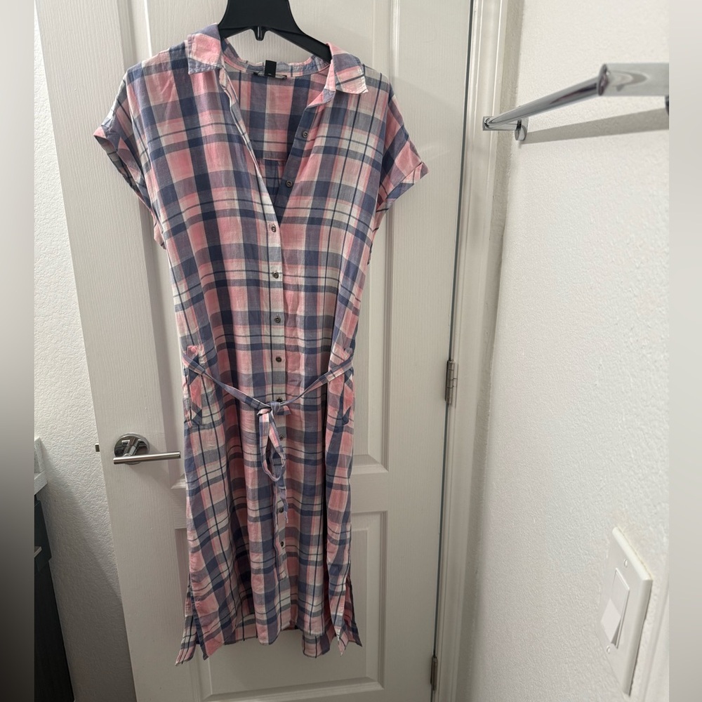 Plaid Pink and Blue Shirt Dress